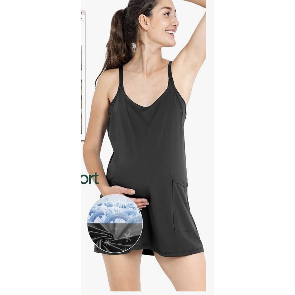 Aulai Active Maternity Dress Romper Black Women’s S NWT